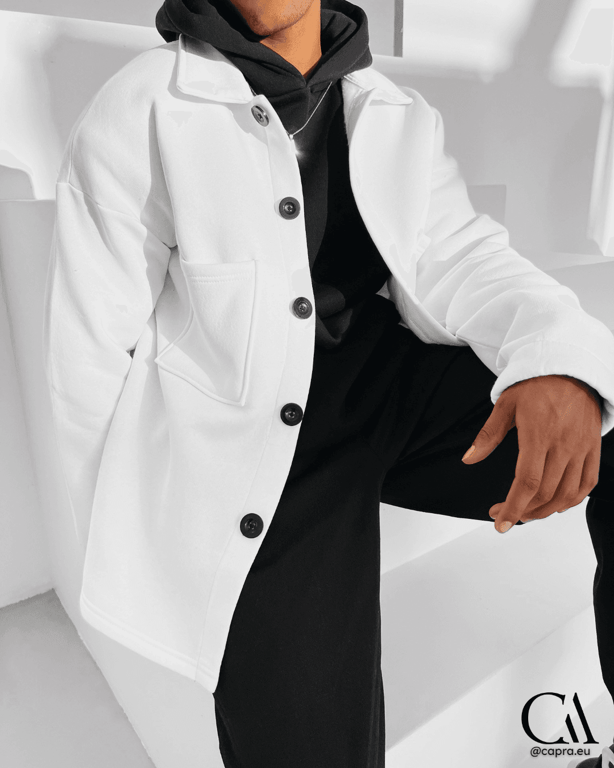 Oversize Mens Jacket Button Up White