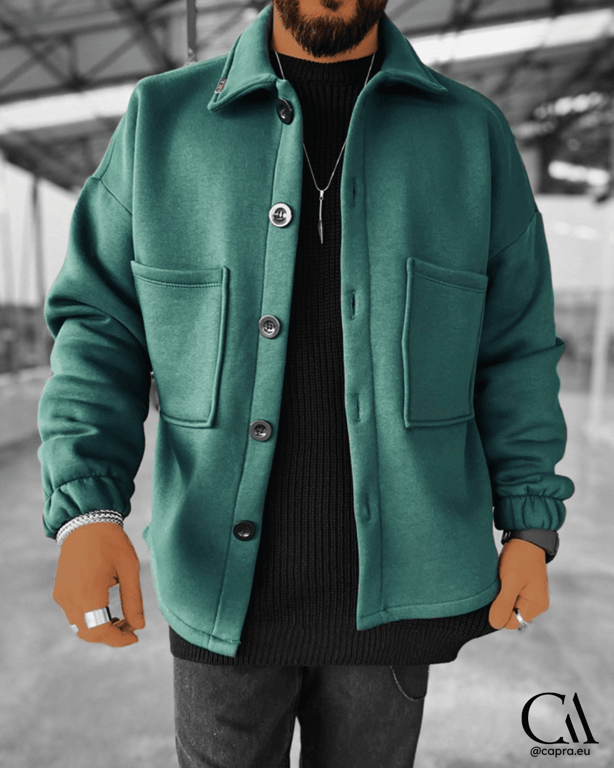 Oversize Men's Jacket Button Up Green