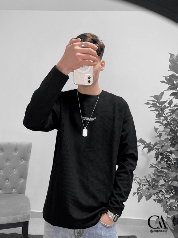 Men's Black Relaxed Fit Sweatshirt