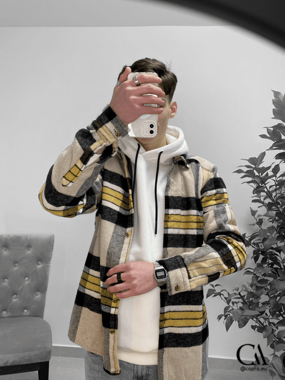 Mens Long Sleeve Shirt - Yellow Stripes