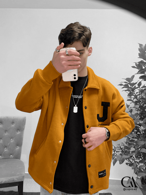Oversize Men's Jacket Button Up Orange - J